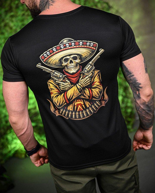 Тактическая мужская потоотводящая футболка картинка принт Мексиканец черная 56 Одесса - изображение 9