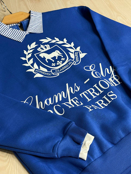 Світшот жіночий OLIVIA 2473 утеплений на флісі з коміром та принтом, синій, one size Київ - фото 16