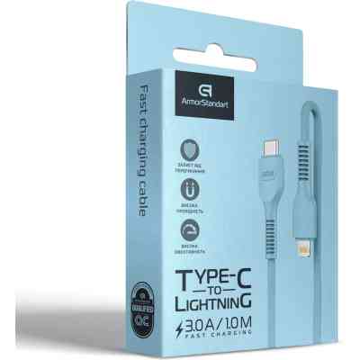 Дата кабель USB-C to Lightning 1.0m AR88 3A Blue Armorstandart (ARM65288) Винница