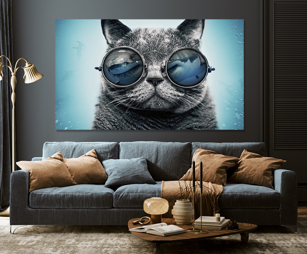 Картина холст  в гостиную / спальню  Кіт в окулярах    MLP_111 50x100 см Киев - изображение 3