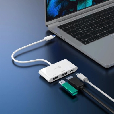 Концентратор J5create USB-C 3-in-1 HDMI + USB + USB-C PD white (JCA399-N) Винница - изображение 5