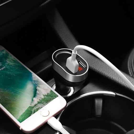 Зарядний пристрій для авто HOCO Z29 з цифровим дисплеєм чорний Київ