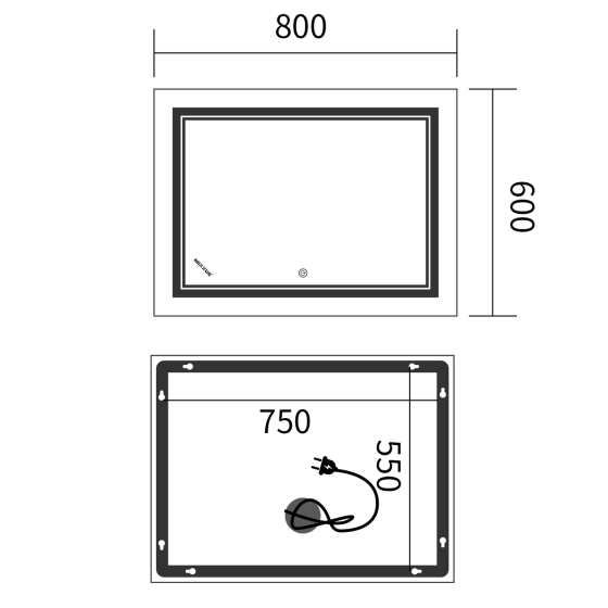 Дзеркало Mixxus Premium QUADRO MR20-80x60-REVERSE    ( MP6619 ) 27239 Харків