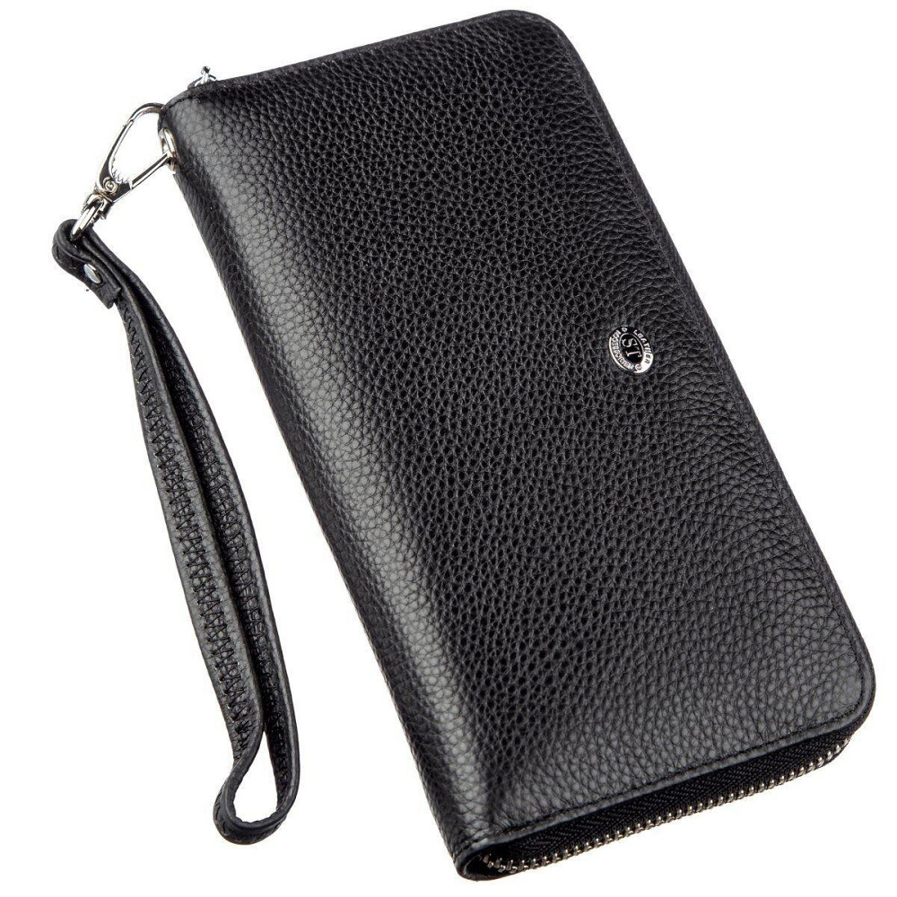 Жіночий шкіряний гаманець-клатч чорний (ST Leather) Київ - фото 13