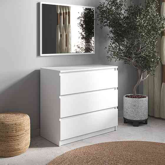 Комод VAYS R-3 Белый, на 3 ящика без ручек, ЛДСП 80×40×75 см – для дома, офиса, гостиной, спальни Львов