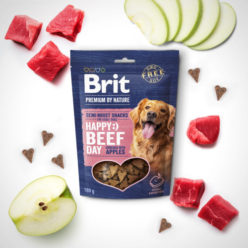 Лакомство Brit Premium Semi-moist Snacks Beef with Apples полувлажные для собак с говядиной и яблоками 180 г Киев - изображение 2