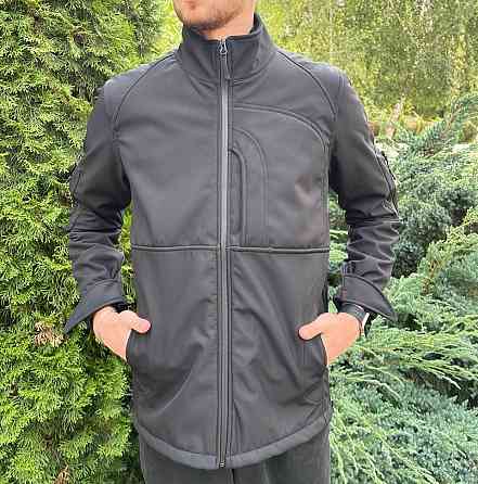Водонепроницаемая мужская куртка из материала Soft Shell (Черная) 2XL Винница