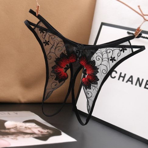 Еротичні труси жіночі з розрізом універсальний чорний Київ - фото 1