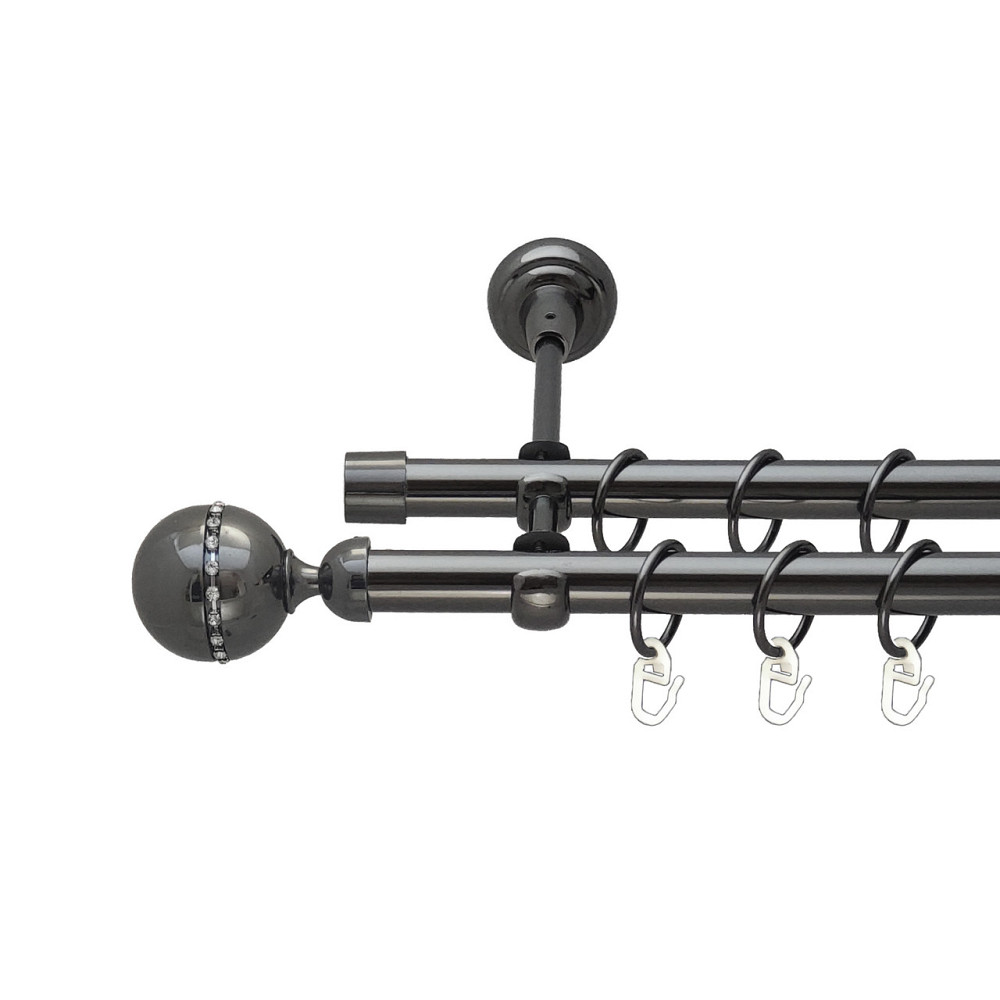 Карниз Orvit Кортеза металевий дворядний відкритий Онікс 19\19 мм 240 см (00-00014935) Львів - фото 1