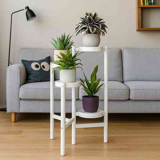 Стеллаж с полками для растений и горшков с цветами на 4 яруса цвет белый Каменец-Подольский