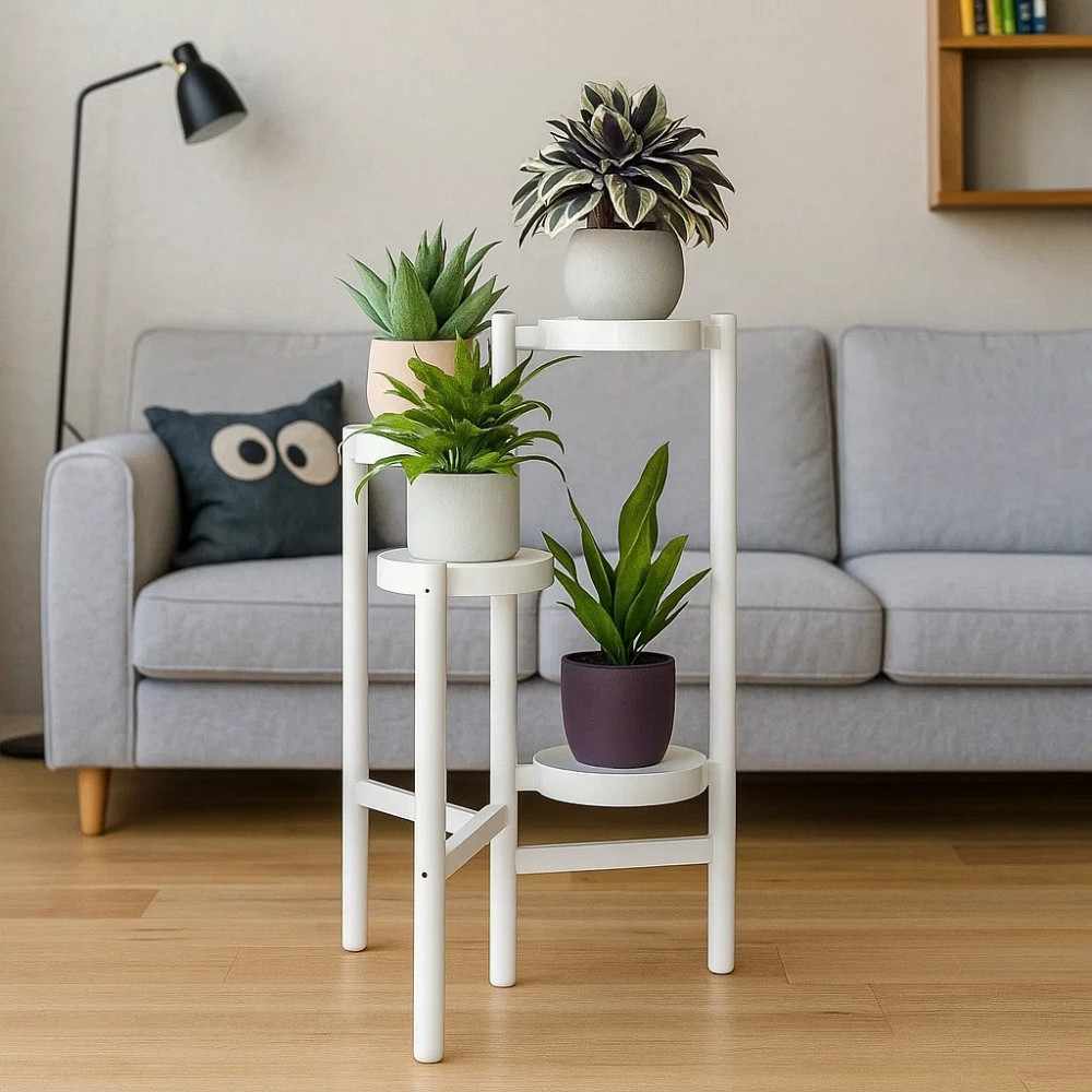 Стеллаж с полками для растений и горшков с цветами на 4 яруса цвет белый Каменец-Подольский - изображение 1