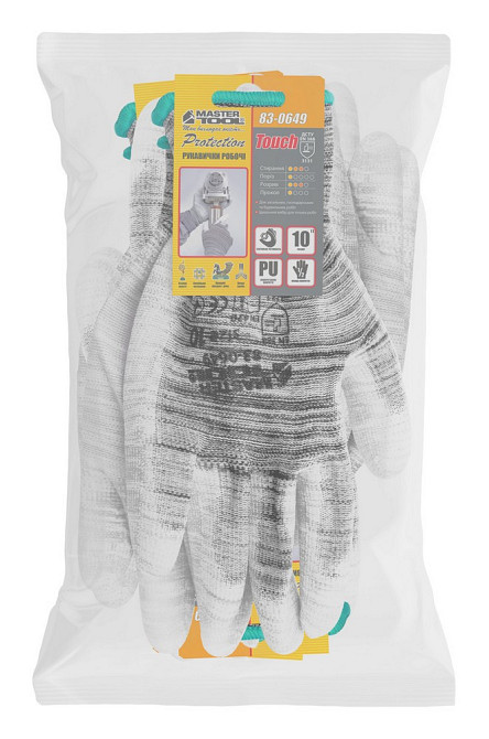 MASTERTOOL Рукавички безшовні трикотажні MASTERTOOL з поліуретановим покриттям долоні 10" 25-26 Коломия - фото 4