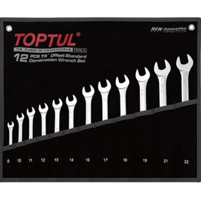 Ключ Toptul комбинированный (угол 75°) 12шт. 8-22мм (черный чехол) (GPAN1201) Винница - изображение 1