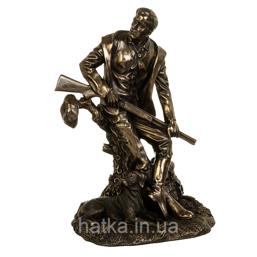 Статуэтка Veronese Охотник с ружьем 24,2х16х12 см подарок охотнику полистоун с бронзовым покрытием 68082A1 Киев - изображение 1