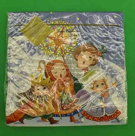 Новогодняя бумажная салфетка (ЗЗхЗЗ, 20шт) LuxyНГ Вечерние колядки(1229) (1 пачка) Харьков