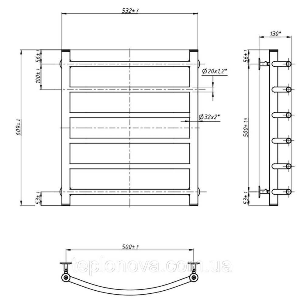 Полотенцесушитель Камелия 500х600 Черновцы - изображение 4