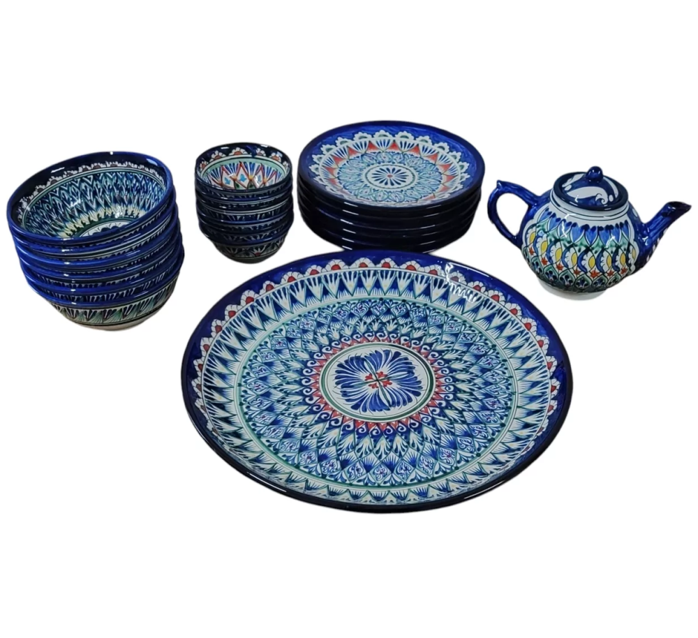 Сервиз узбекский ручной работы 20 предметов (Синий) Киев - изображение 1