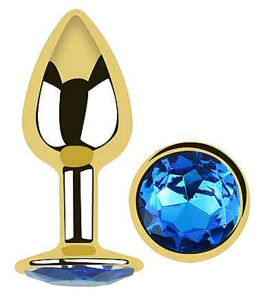 Анальная пробка с кристаллом EGZO - Gold Round Plug Blue size S Sex Aura Киев