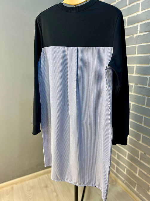 Платье женское KEYYMOD 34091 комбиновая рубашка мелкая полоска оверсайз средней длины темно синее, темно-синий, S Киев - изображение 7