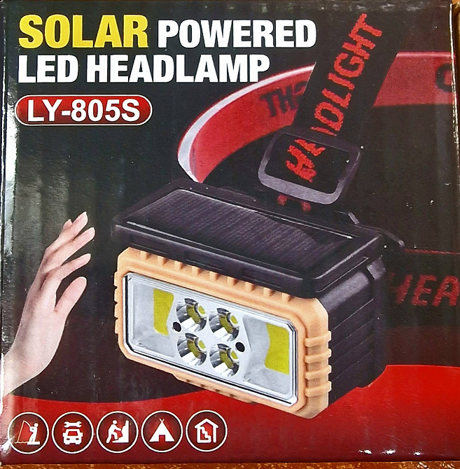 Ліхтар налобне червоний світло Type-C Solar із сенсорним датчиком та сонячною панеллю зарядки від сон Одеса - фото 10