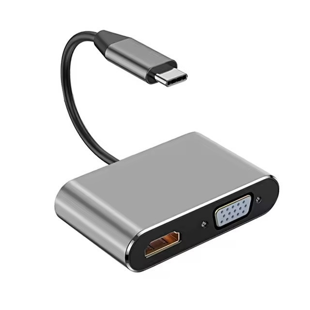 Концентратор Type-C 4 в 1, адаптер type-c 3.0 до 4K HDMI HDTV, VGA USB 3.0 PD, розгалужувач швидкої зарядки Запоріжжя - фото 1