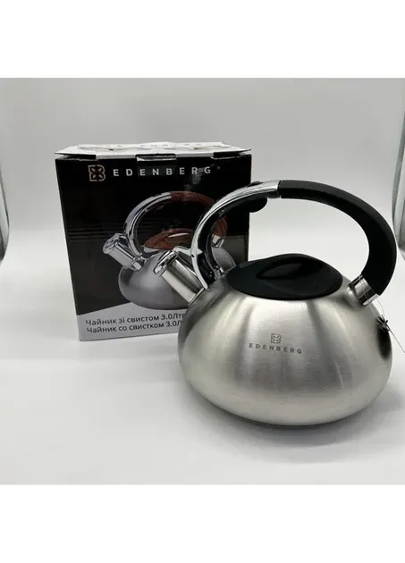 Стильный чайник из нержавеющей стали с капсульным дном и свистком, 3.0 л – для всех типов плит Одесса - изображение 3