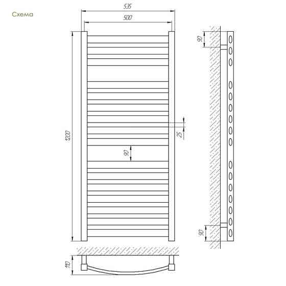 Водяна сушарка для рушників Laris Атлант П16 500х1200 Київ