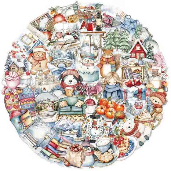 Набір зимових стікерів 50 шт — акварельні наліпки в затишному стилі Київ