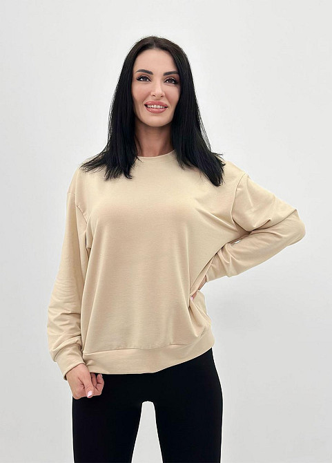 Базовий світшот з двонитки "Kaplan" оптом | Норма і батал 46-48, Бежевий Київ - фото 2