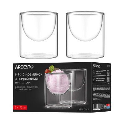 Креманка Ardesto Набір 2шт, 170мл, боросилікатне скло, прозорий (AR2617BCR) Винница - изображение 5