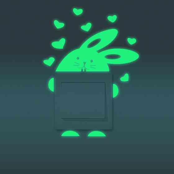 Люмінесцентна наклейка Заєць з сердечками 14 на 8 см салатовий Київ