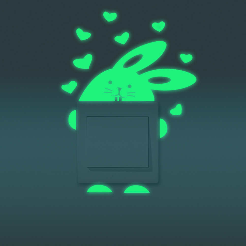 Люминесцентная наклейка Заяц с сердечками 14 на 8 см салатовый Киев - изображение 1