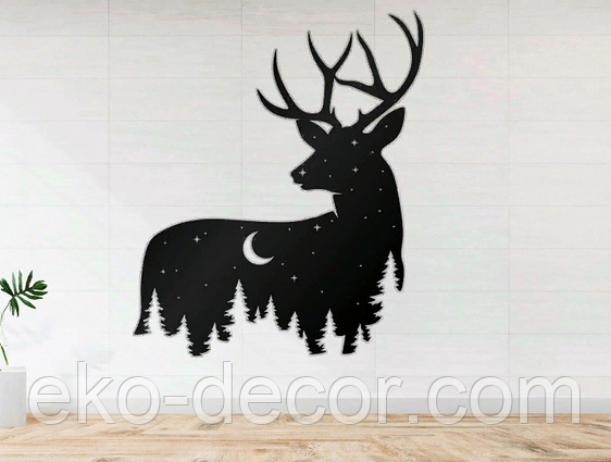Декоративное настенное Панно «Новогодний олень» Декор на стену 90*75 см, Черный Киев - изображение 8