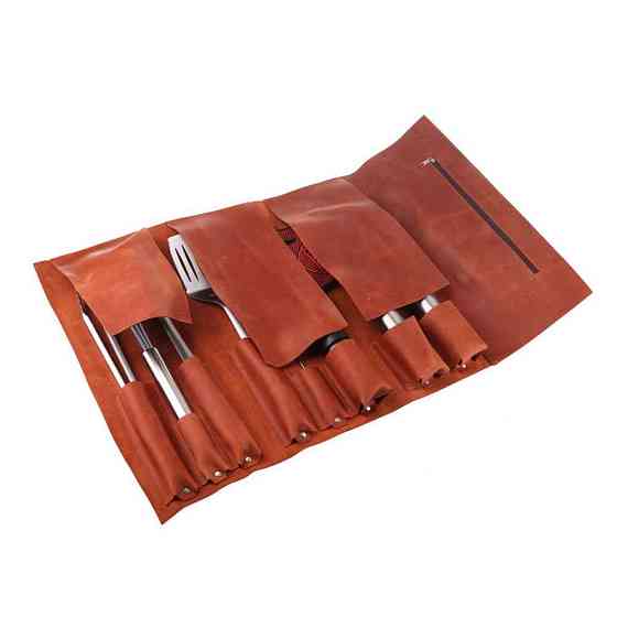 Акція! Скрутка ТОП 10 аксесуарів для барбекю шкіряна GRILLI 888044 Код: 009597 Рівне