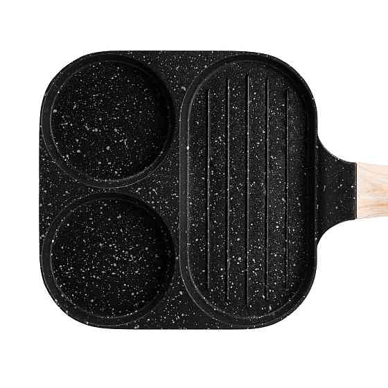 Сковорода квадратна порційна на 3 секції з антипригарним покриттям чорна HP39571B Коломия
