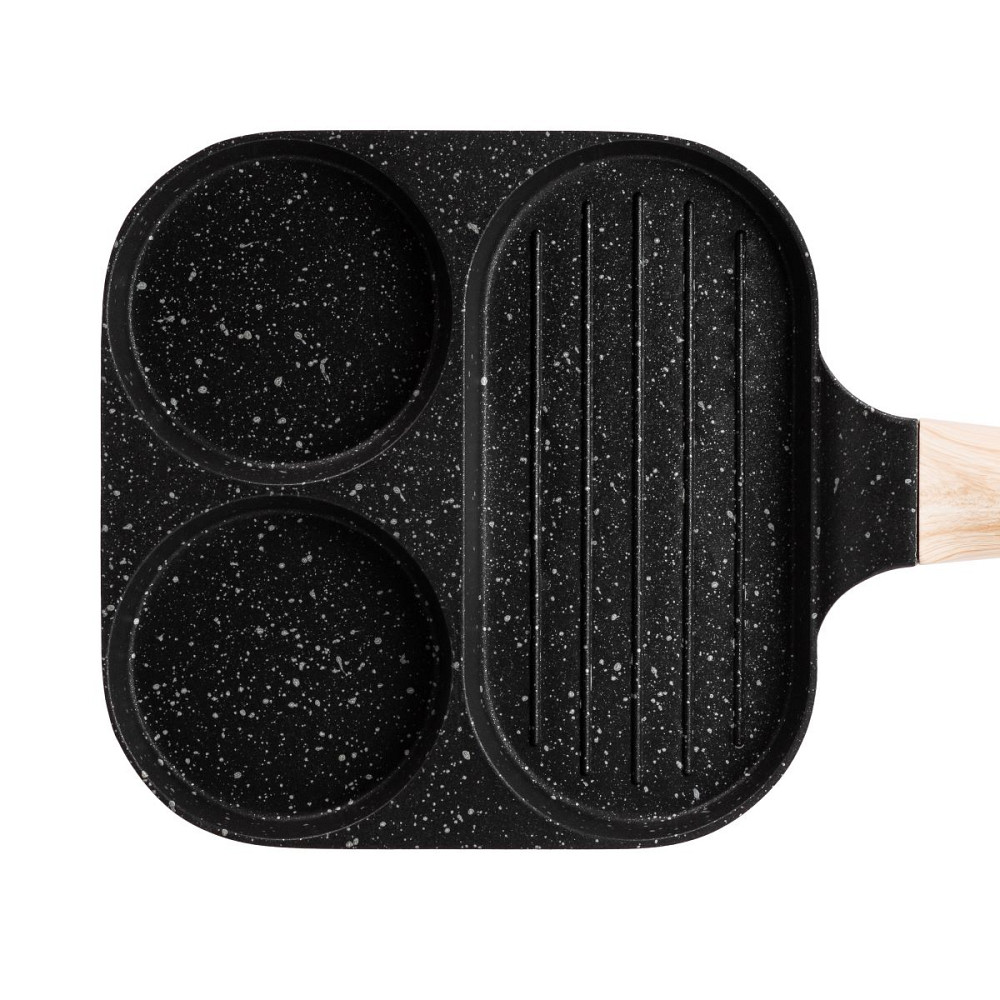 Сковорода квадратна порційна на 3 секції з антипригарним покриттям чорна HP39571B Коломия - фото 2