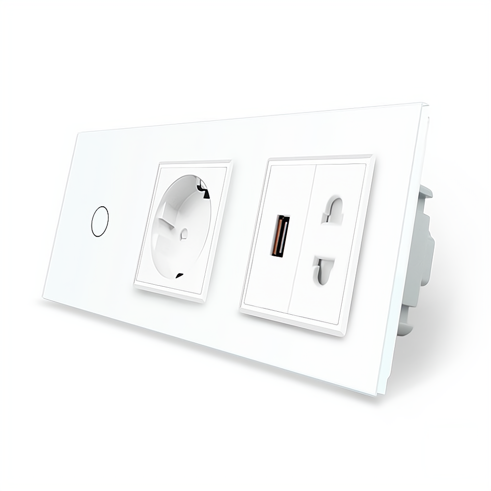 LIVOLO Сенсорний прохідний/перехресний вимикач 1 сенсор 1 розетка 1 USB 1 розетка універсальна Київ - фото 5