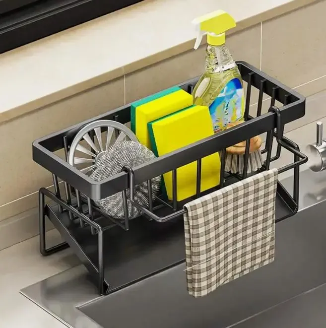 Органайзер для кухонной раковины, прочная полка для раковины, многофункциональный полка для хранения губок и кухонных принадлежностей SKLM-8 Коломия - фото 3