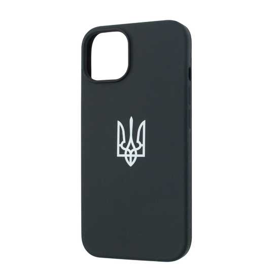 Iphone 14 Plus Чехол микрофибра Трезубец (черный) Одесса