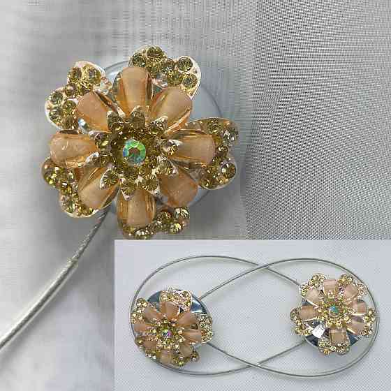 Магніти для штор та гардин "Flowers" набір 2 шт Персиковий (81-243) Київ