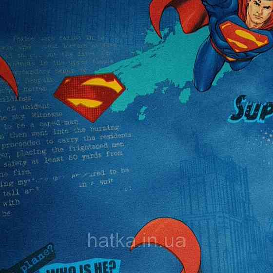 Метрові вінілові шпалери на флізеліні AdaWall Ada Kids дитячі супермен написи будівлі сині Київ