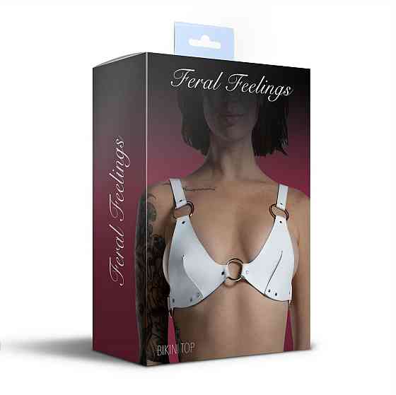 Ліф з натуральної шкіри Feral Feelings - Bikini Top White Sex Aura Київ