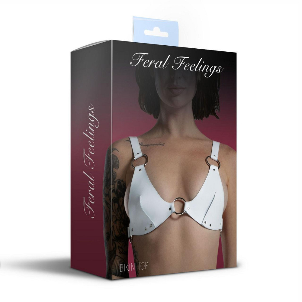 Ліф з натуральної шкіри Feral Feelings - Bikini Top White Sex Aura Київ - фото 4
