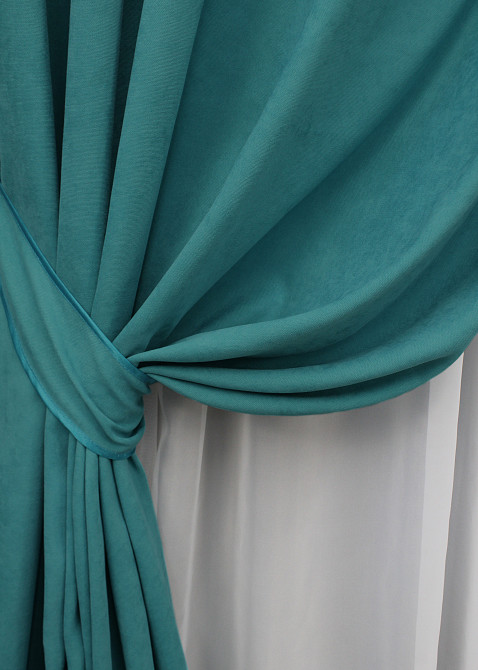 Комплект штор на люверсах VR-Textil Микровелюр Petek № 1492ш Бирюзовый 150х270 см 2 шт (37-0167) Киев - изображение 5