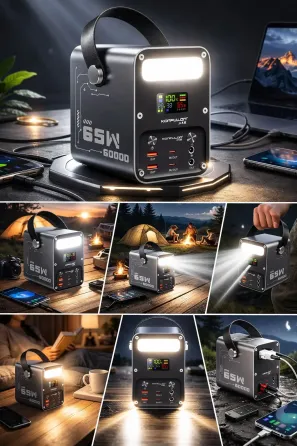 Мощный PowerBank 60000 mAh 65W PD для ноутбуков с DC выходом и фонарём Коломыя