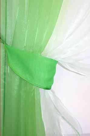 Кухонні шторки VR-Textil № 111к комбіновані салатовий з білим 400х170 см (52-0228) Київ