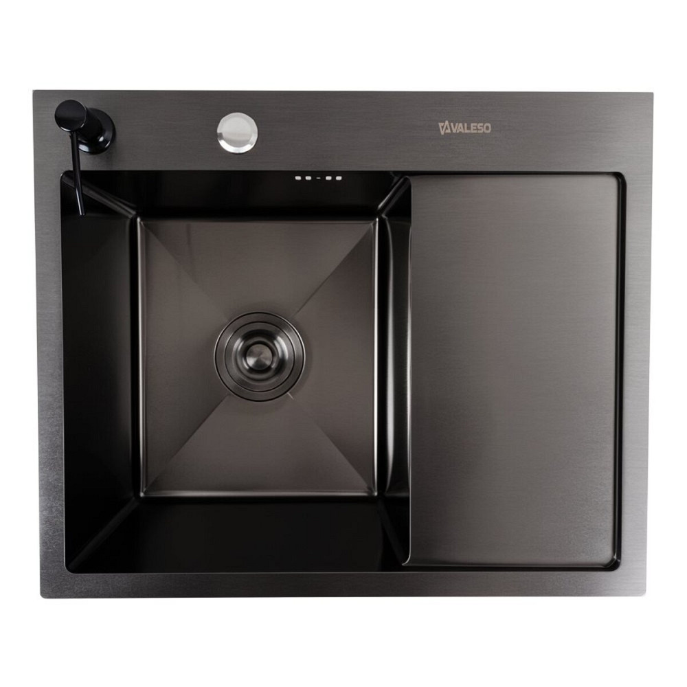 VALESO Кухонна мийка CM 58*48 L чорна PVD VALESO Handmade (круглий сифон 3,0/0,8) Київ - фото 1
