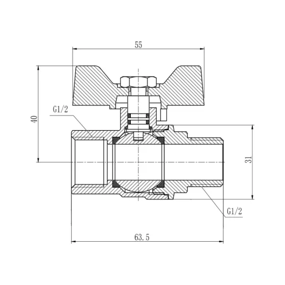 Кран кульовий Thermo Alliance Forte 1/2" ВН для газу (метелик) SF607G15 Київ