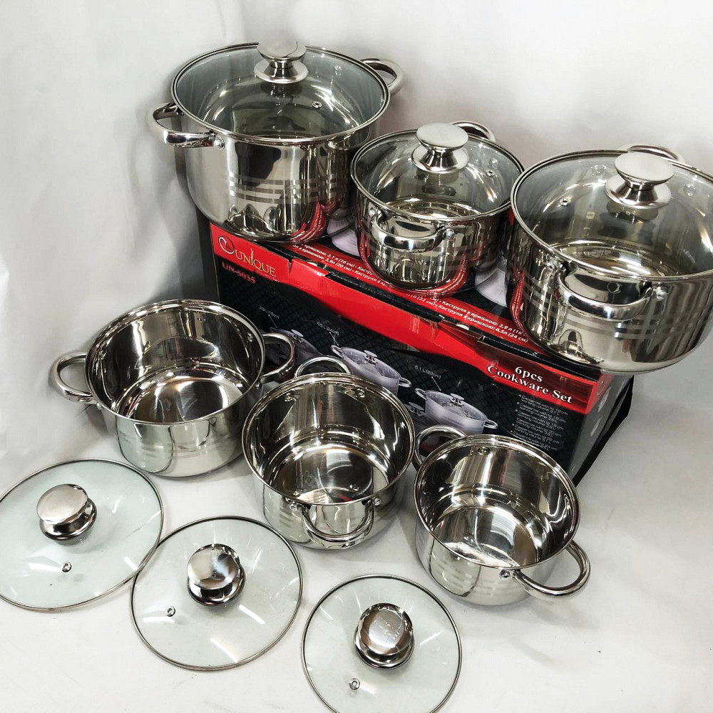 Набір посуду каструлі UNIQUE UN-5035, Каструля з нержавіючої сталі, Набір каструль з нержавіючої сталі EL-18 Львів - фото 17