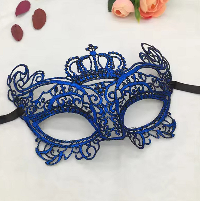 Венеціанська маскарадна маска для обличчя one size синій Київ - фото 1